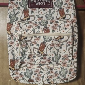 Montana West Cream Cactus & Cowboy Boot Print Backpack